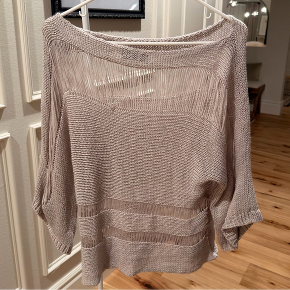 Women's Off-Shoulder Knit Sweater - Beige - Picture 4 of 8